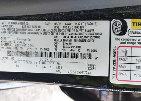 2018 Ford Fiesta Se from USA, damaged, VIN 3FADP4BJ2JM127900